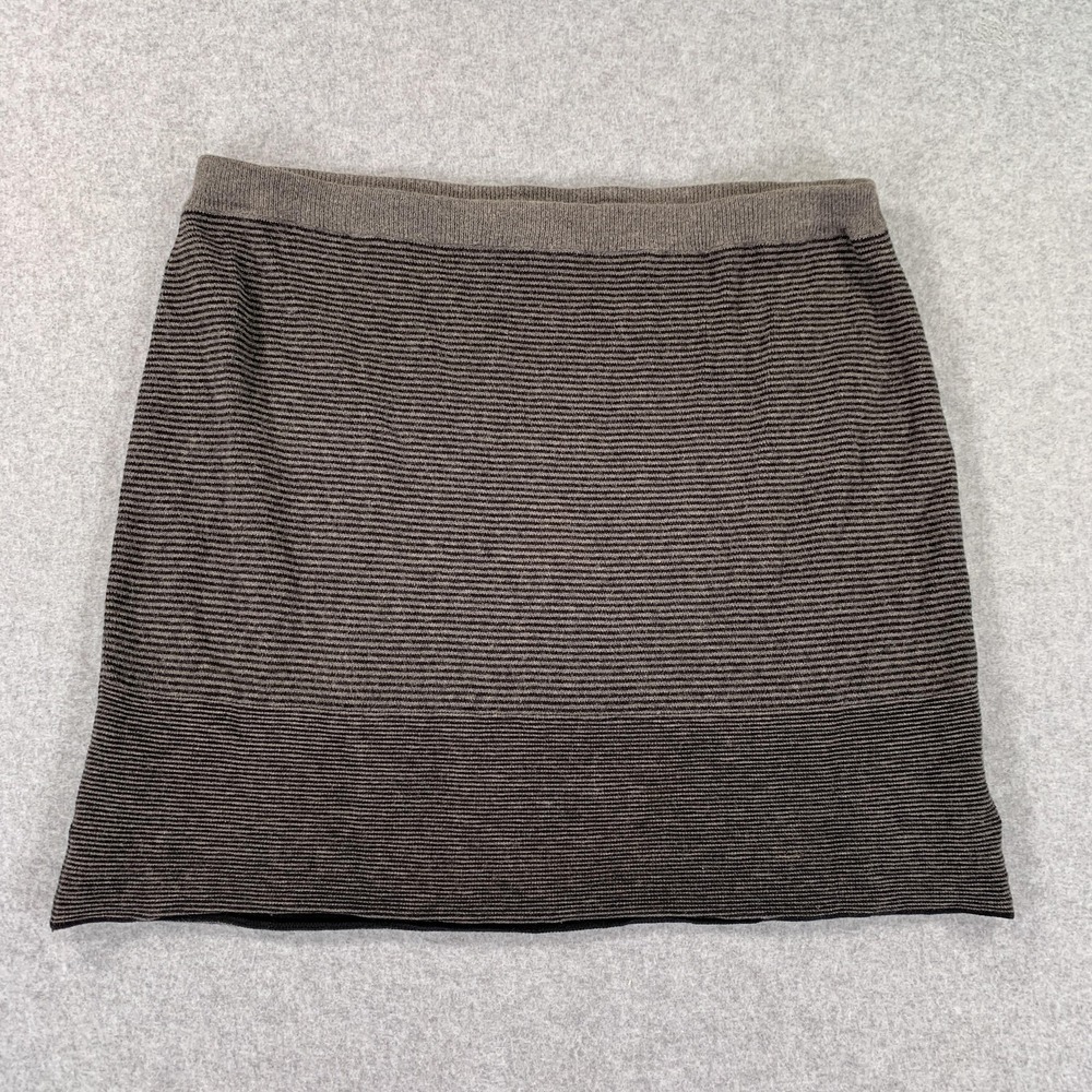 Eileen Fisher Skirt Womens XS Gray Striped Organic Cotton Cashmere Knit Short